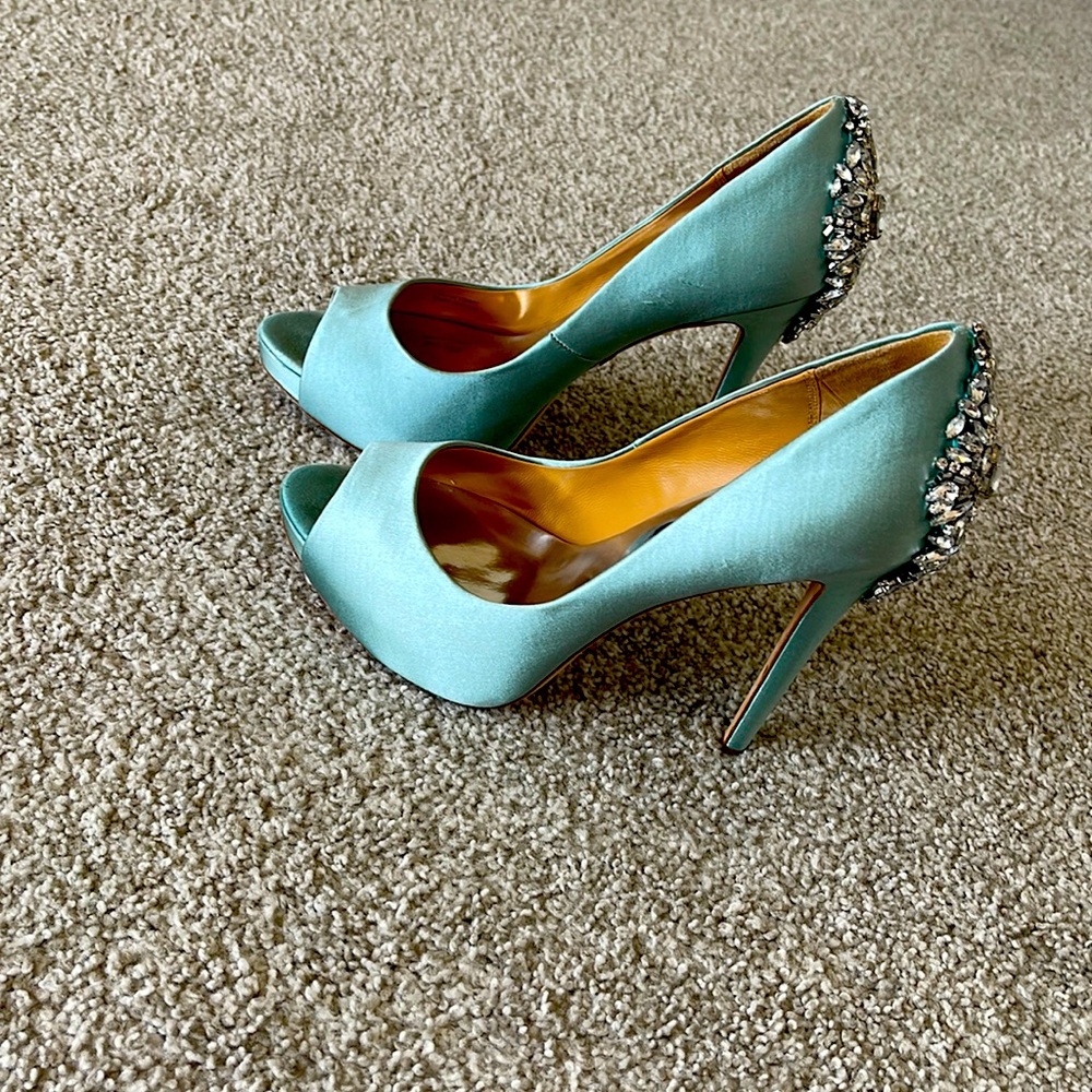 Badgley Mischka Gorgeous Embellished Satin Pumps